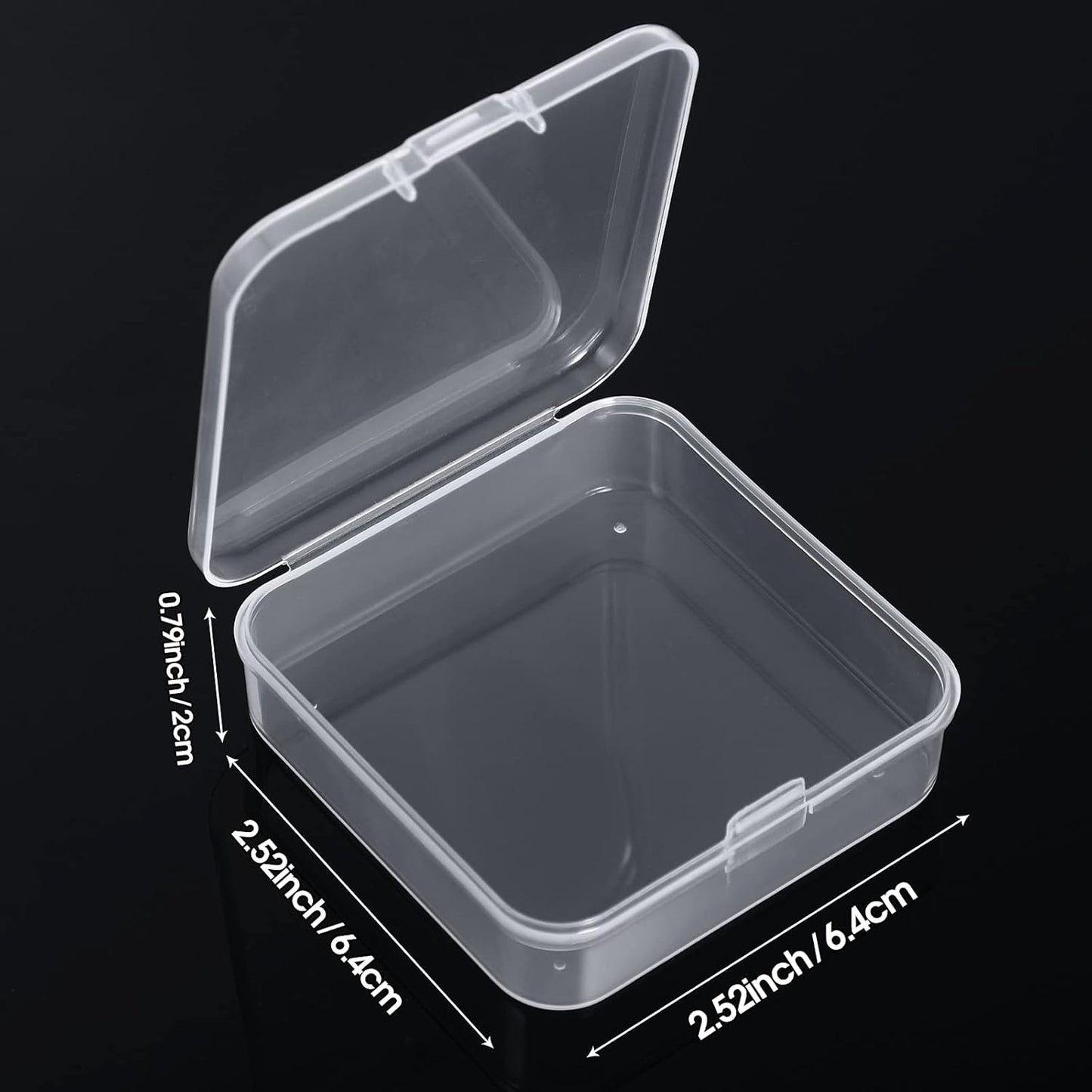 SATINIOR 48 Packs Clear Small Plastic Containers Transparent Storage Box with Hinged Lid for Small Items Crafts Jewelry (2.52 x 2.52 x 0.79 Inches)