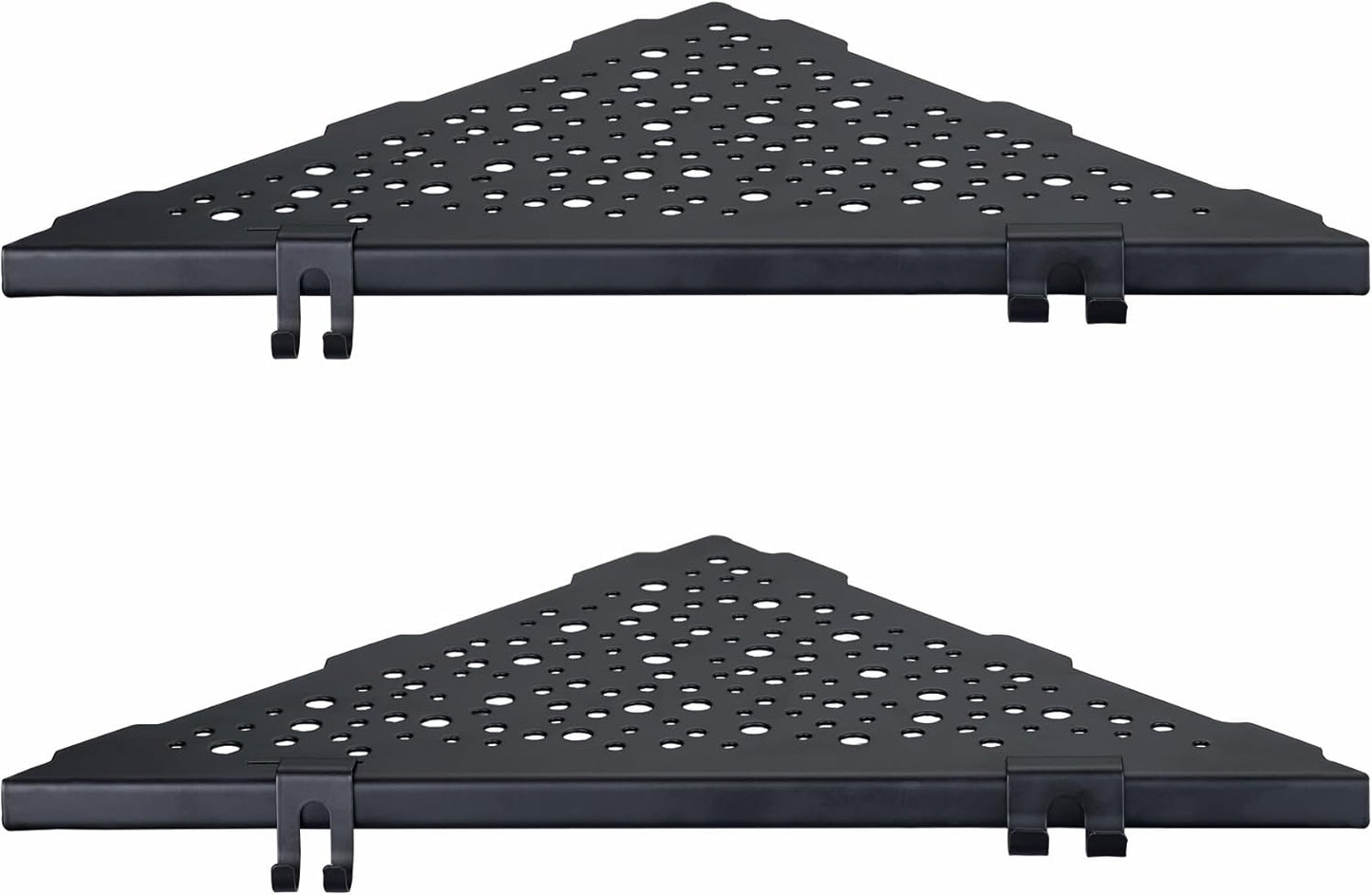 Corner Shower Shelf with 4 Hooks,10 Inch 304 Stainless Steel Recessed Bathroom Shelves,No-Drilling Installation for Tiled Wall,Matte Black, 2-Pack