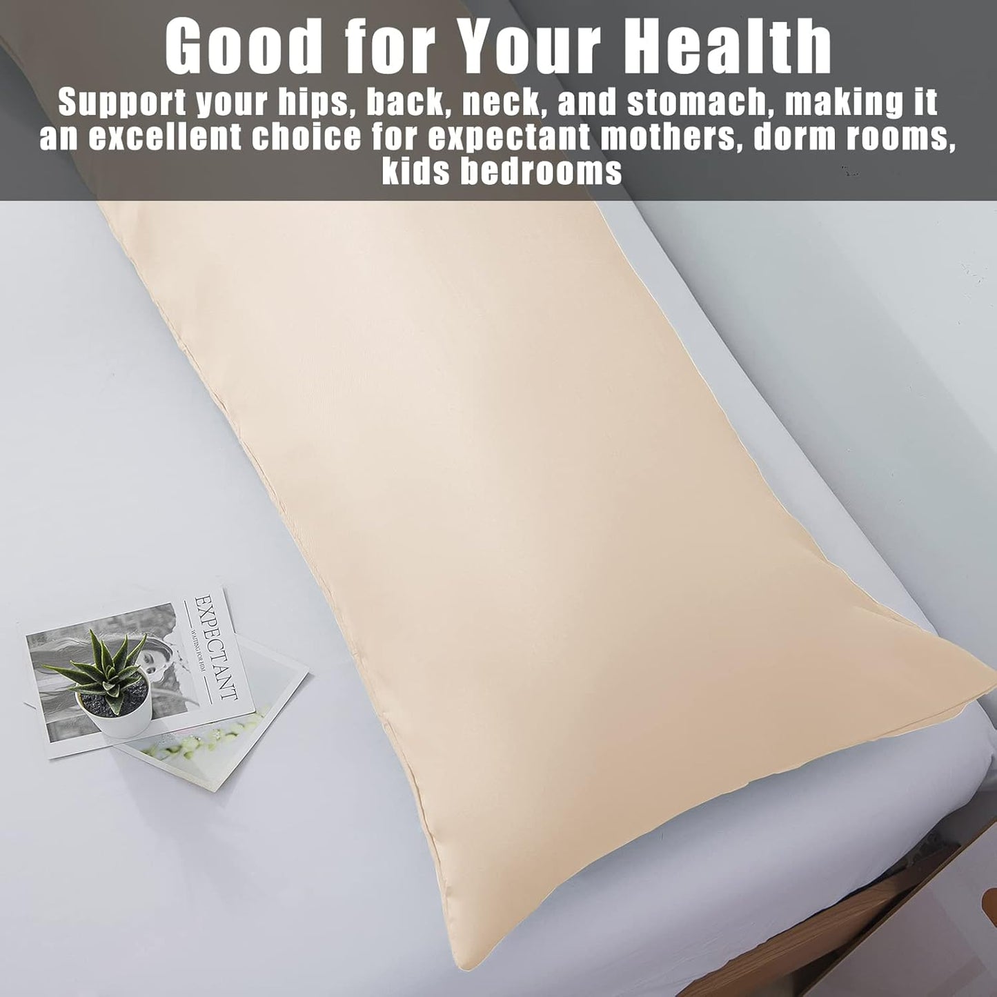 Body Pillow Cases Cover, Bamboo Rayon Body Pillowcases with Zipper Closure, Cooling and Breathable Pillow Case for Hot Sleepers and Night Sweats, 20x54 inches, Khaki