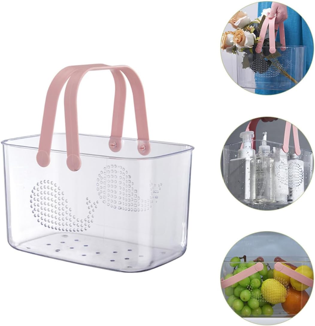 Plastic Storage Basket with Handle Portable Shower Caddy for Bathroom and Dorm Transparent Whale Design Large Capacity Organizer for Shampoo Shower Gel and Cleaning Supplies