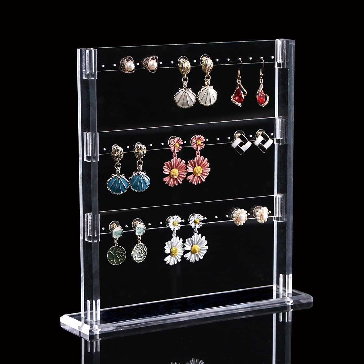 Coward Acrylic Earring Holder Stand, Tabletop Earring Jewelry Easel Display, Earring Jewelry Holder Organizer for Home Use or Store Selling Show (3layer)