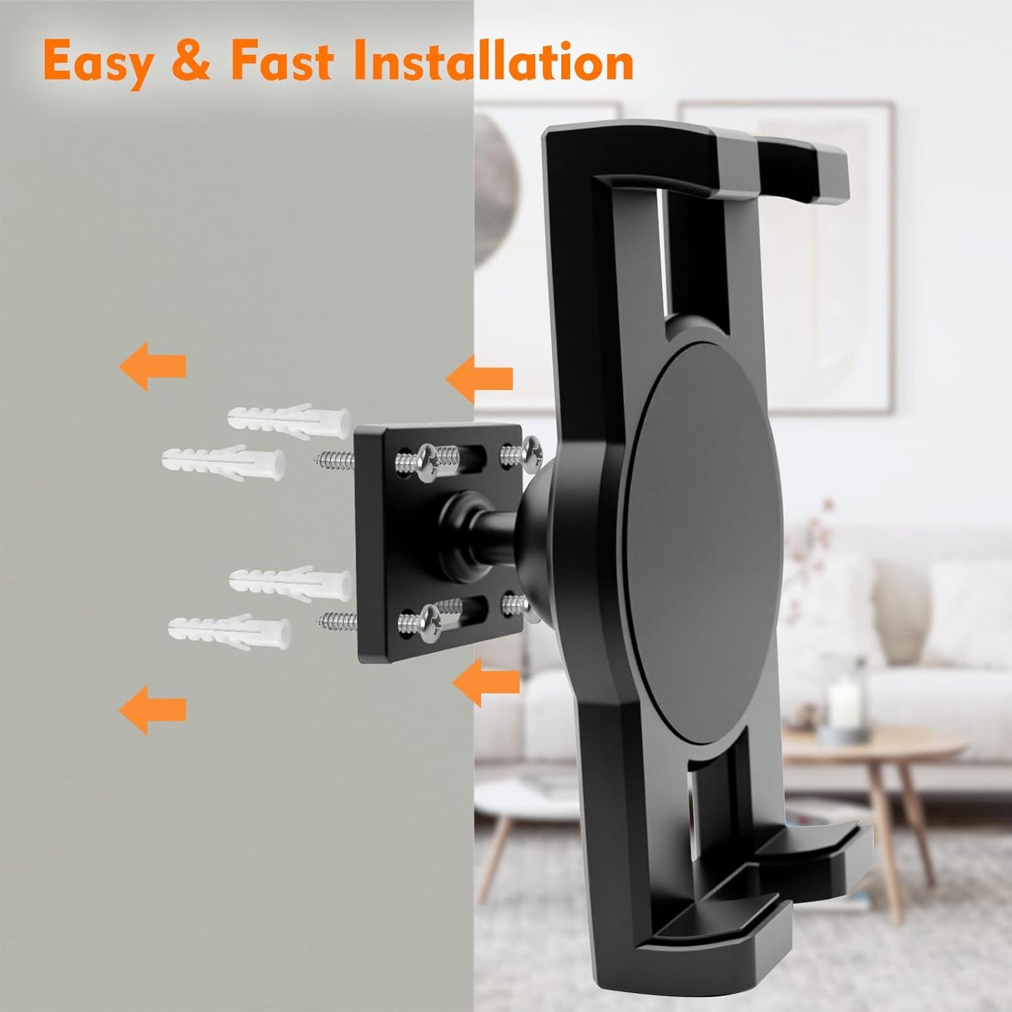 DYAUS 360° Rotating Skateboard Wall Mount, Extending Skateboard Wall Hanger, Universal Skate Board Wall Mounts Display, Space-Saving Longboard Deck Holder, Floating Skateboard Rack, Black