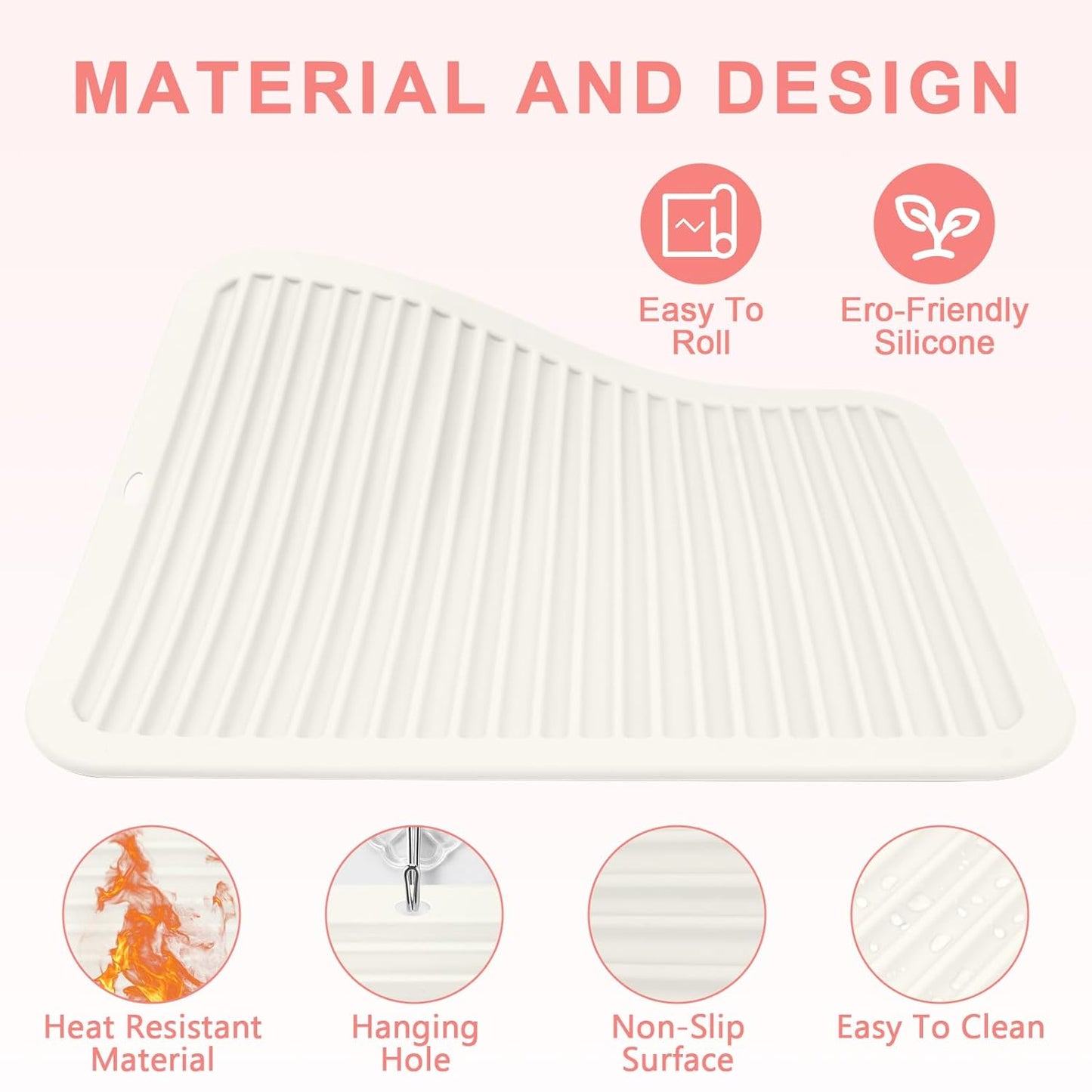 AMIJEAL Oversize Silicone Heat Resistant Mat for Hair Tools, Curling Iron Flat Iron Hair Straightener Holder Mat, Portable Hot Tools Sleeve Pad for Travel Vanity Salon(14.2" x 11.0")