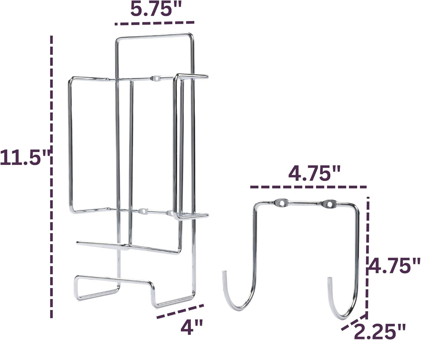 JERDON Ironing Board Holder and Iron Caddy - Stainless Steel Iron Holder with Hook - J525C