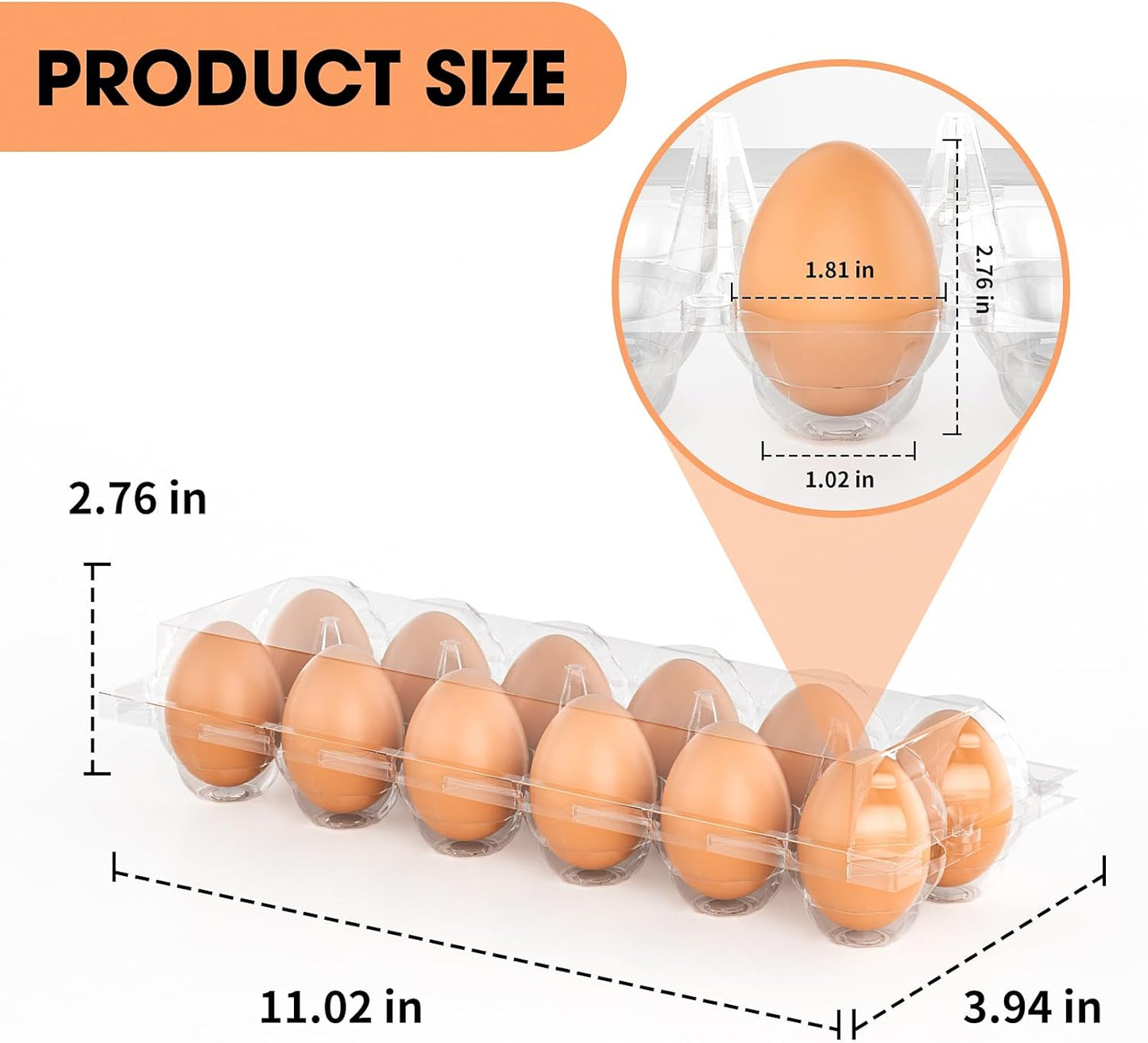 EVANCENT Egg Cartons Cheap Bulk 48 Pack, 1 Dozen Plastic Egg Carton for Refrigerator, Reusable Egg Container holders for Storing, Sharing, Selling, Clear Tray for Home Ranch Farm Market-2x6 Grids
