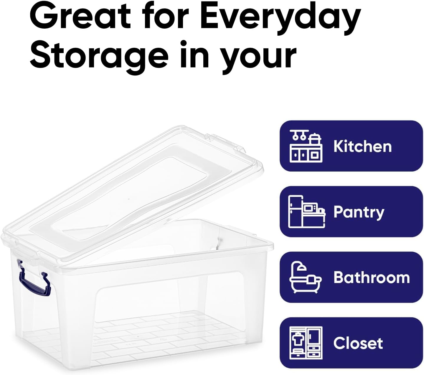 Superio Storage Bins with Lids- Clear Boxes for Organizing, Stackable Plastic Containers- BPA Free, Non-Toxic, Odor Free, Organizer for Home, Office, Dorm (6 Pack, 28.5 Qt)