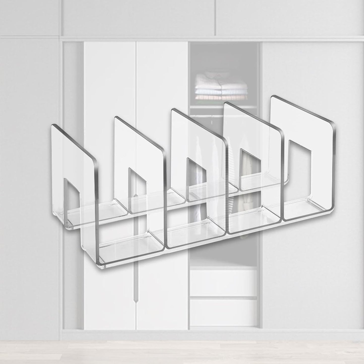 Wardrobe Divider Shelf Purse Organizer for Closet Shelf Dividers Purse Display Stand for Libraries, Clear