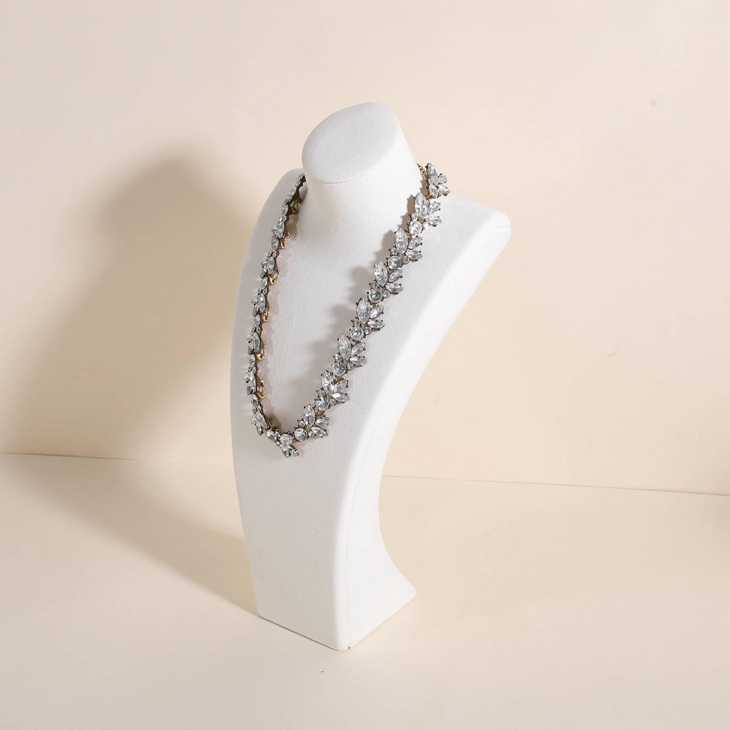 GemeShou White necklace storage organizer for sale, Velvet necklace holder stand, jewelry bust display stands, Jewelry Mannequin for Countertop, Showcase【White-Large height 12.4 inch】