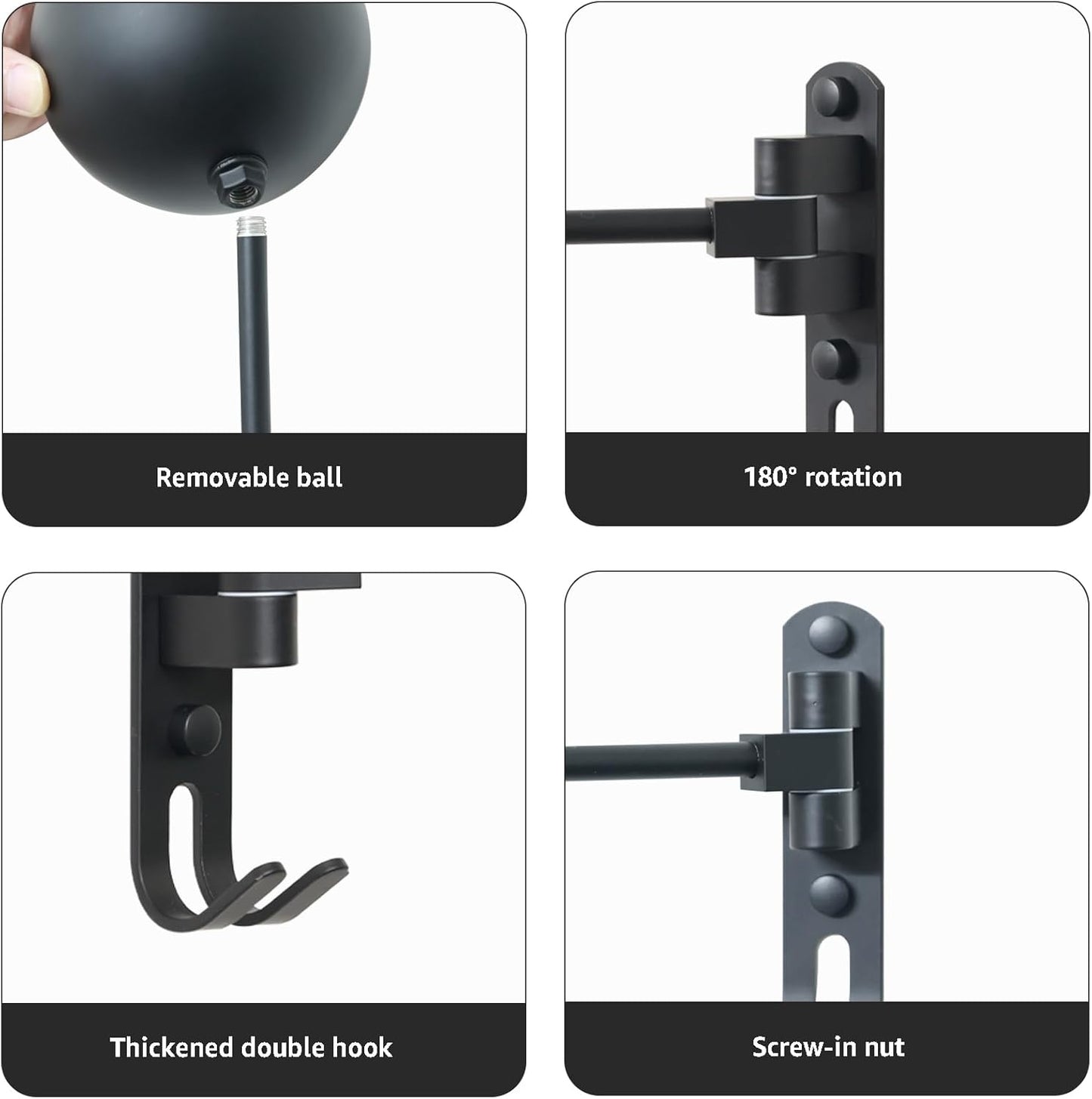 Metal Motorcycle Helmet Holder (2 Pack), 180° Rotating Wall Mounted Helmet Rack with Double Hooks, Helmet Hanger Easy Storage for Helmet, Bike Coats, Caps, Sportswear, Hats & Motorcycle Gear