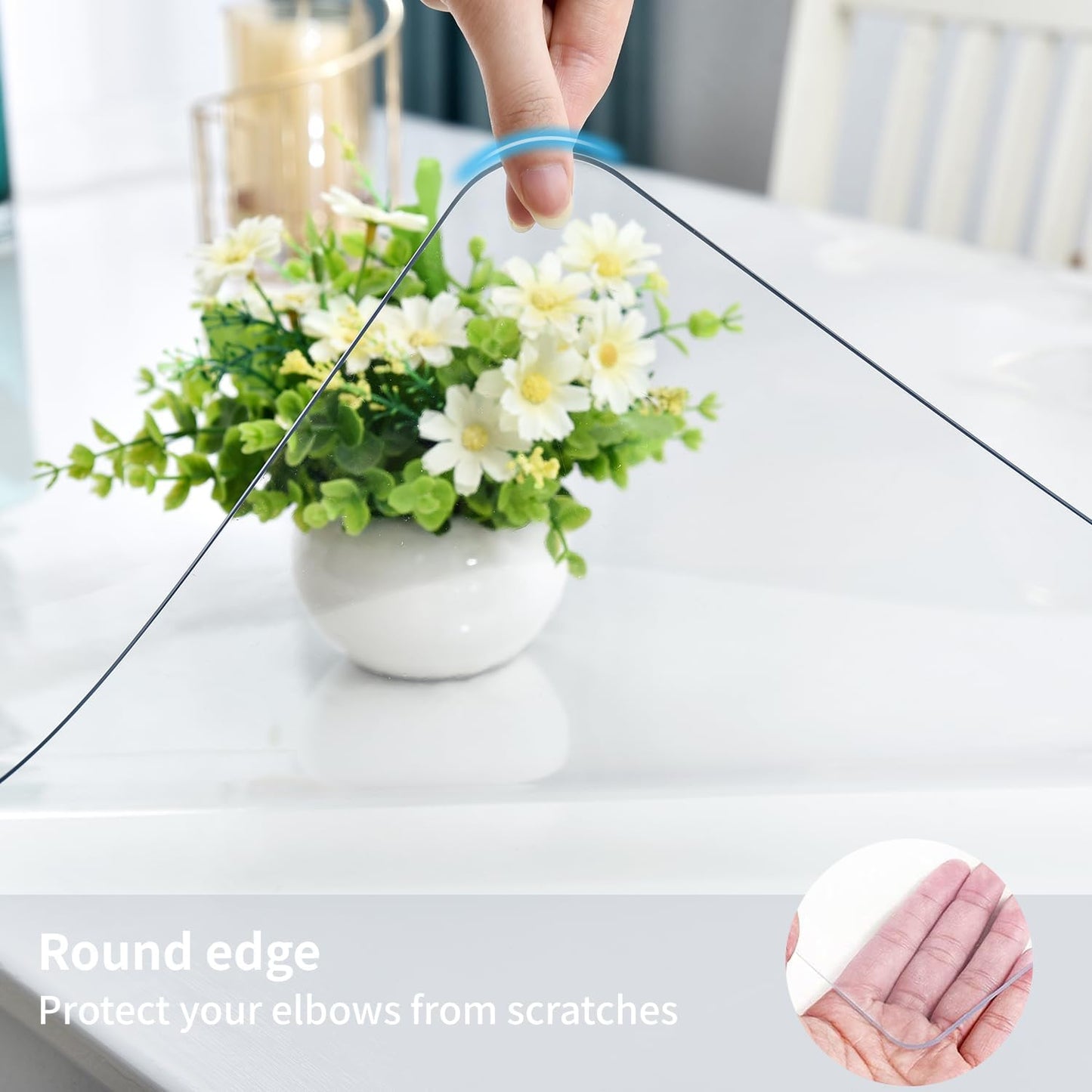 Clear Desk Mat, Non-Slip PVC Desk Protector Mat with Round Edge, Heat Resistant & Waterproof Clear Desk Writing Mat for Home and Office (47.2"*15.7")