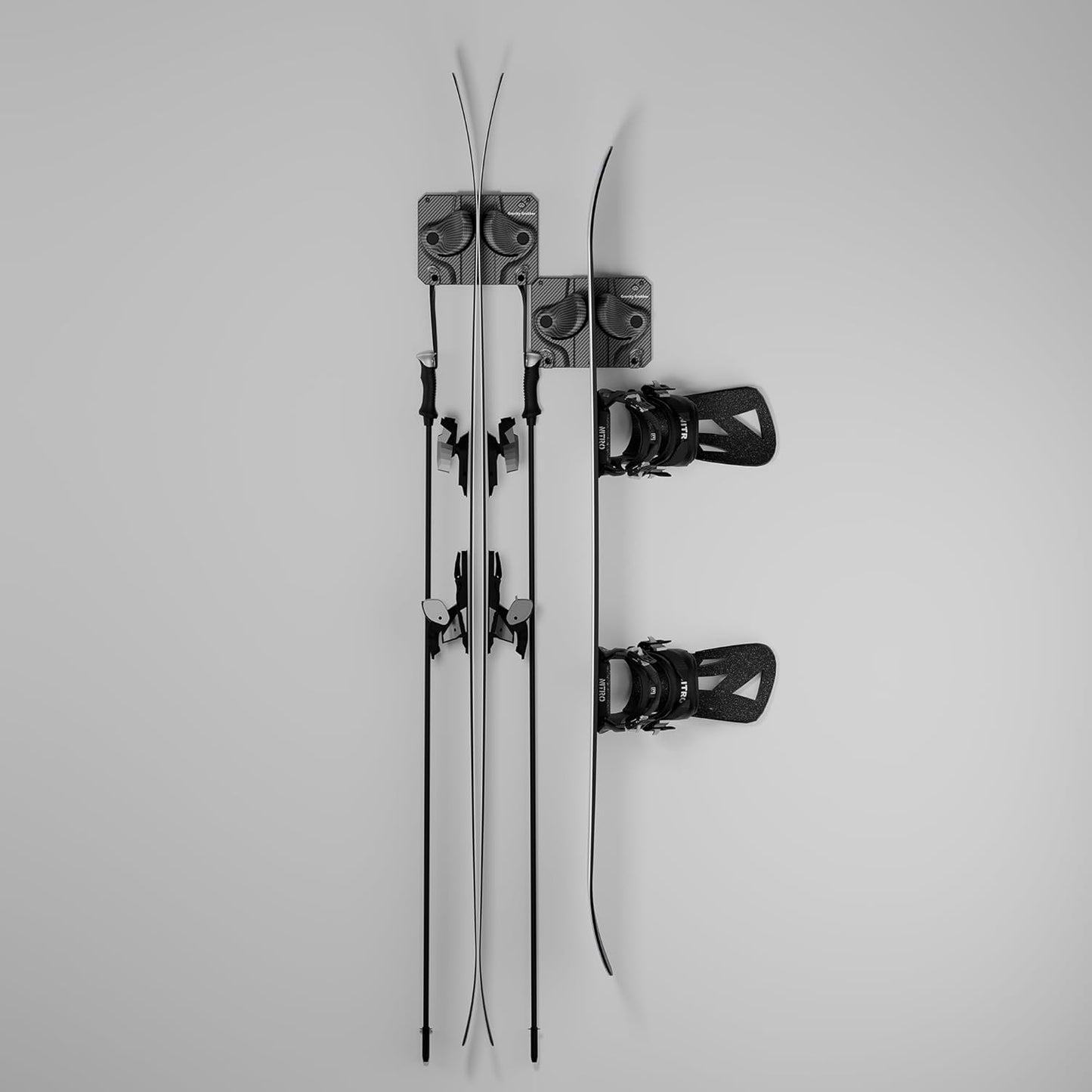 Gravity Grabber - Ultimate Ski & Snowboard Wall Rack | Secure, Non-Slip Storage | Fits Any Ski/Board | Garage Organization | Ski Storage Rack | Snowboard Storage Rack | Winter Gear Organizer | 2 Pck