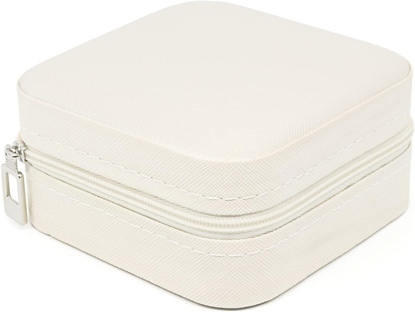 KEINE MARKE Small Jewelry Box, Travel Portable Jewelry Case for Ring, Pendant, Earring, Necklace, Bracelet Organizer Storage Holder Boxes (White*2)