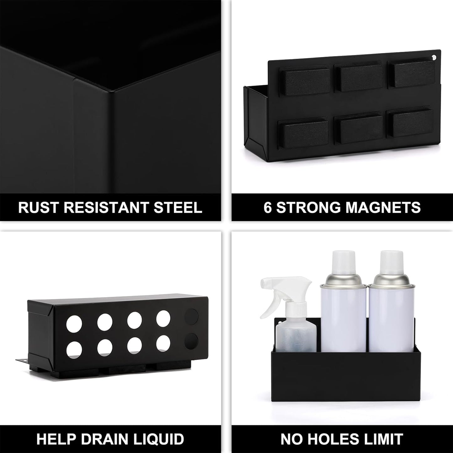 Mayouko Magnetic Aerosol Spray Can Holder, 8.3" x 3" x 4.4", Magnet Toolbox Bottle Holder, Toolbox Storage Shelf for Chest, Garage, Workspace