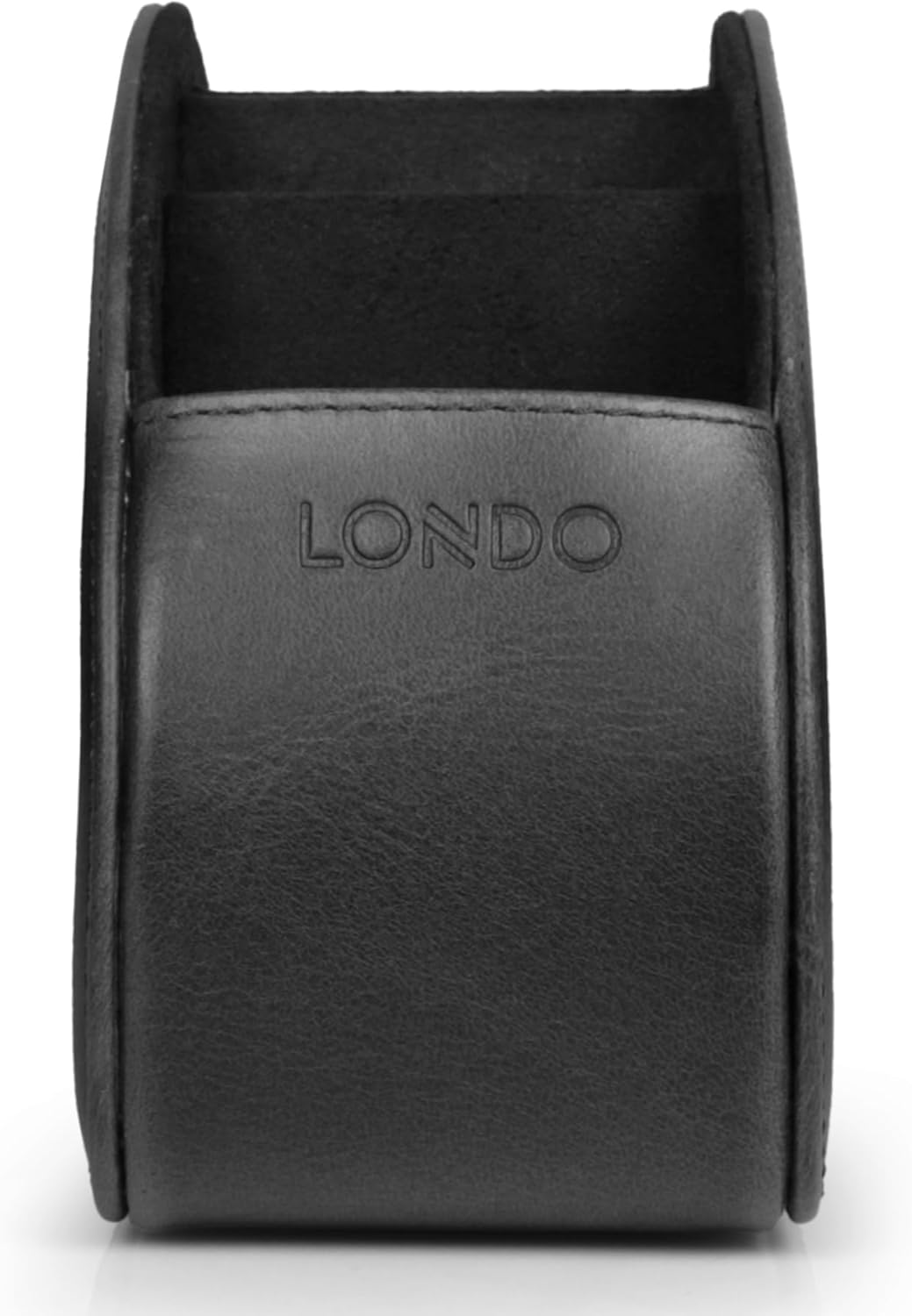 Londo Remote Control Holder with 5 Pockets - Store DVD, Blu-Ray, TV, Roku or Apple TV Remotes - Italian Genuine Leather with Suede Lining - Slim, Compact Living or Bedroom Storage