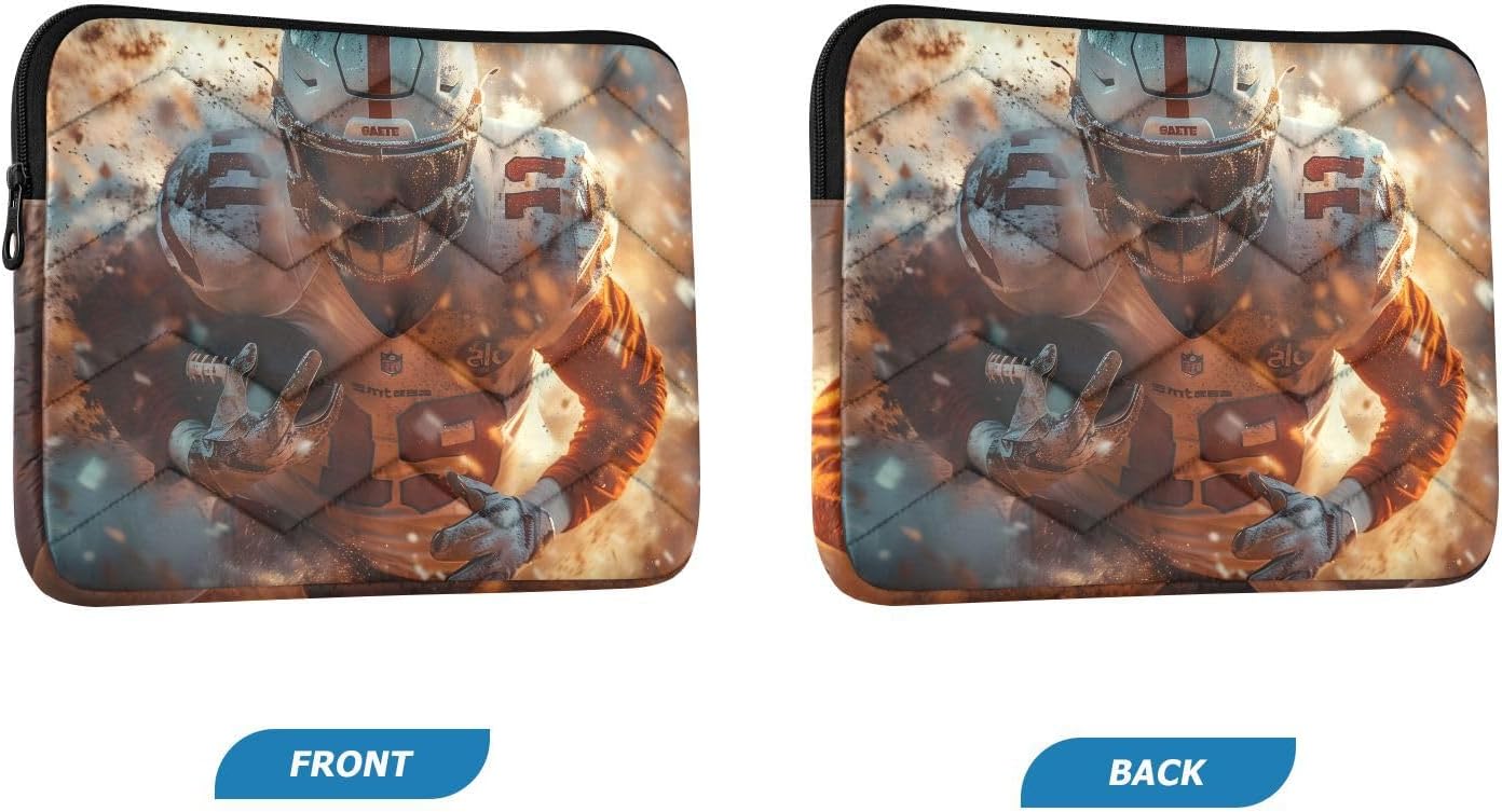 Quilted Laptop Sleeve Case,Soft Slim Carrying Colorful Computer Protective Cover,Football Player(13'' - 14'')