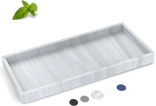 Silicone Bathroom Tray,Shatterproof Bathroom Vanity Tray,High-Grade Silicone Durable Rectangle Tray for Bathroom Trays for Counter Soap Dispenser Tray-Large 10.6 * 5.1 in