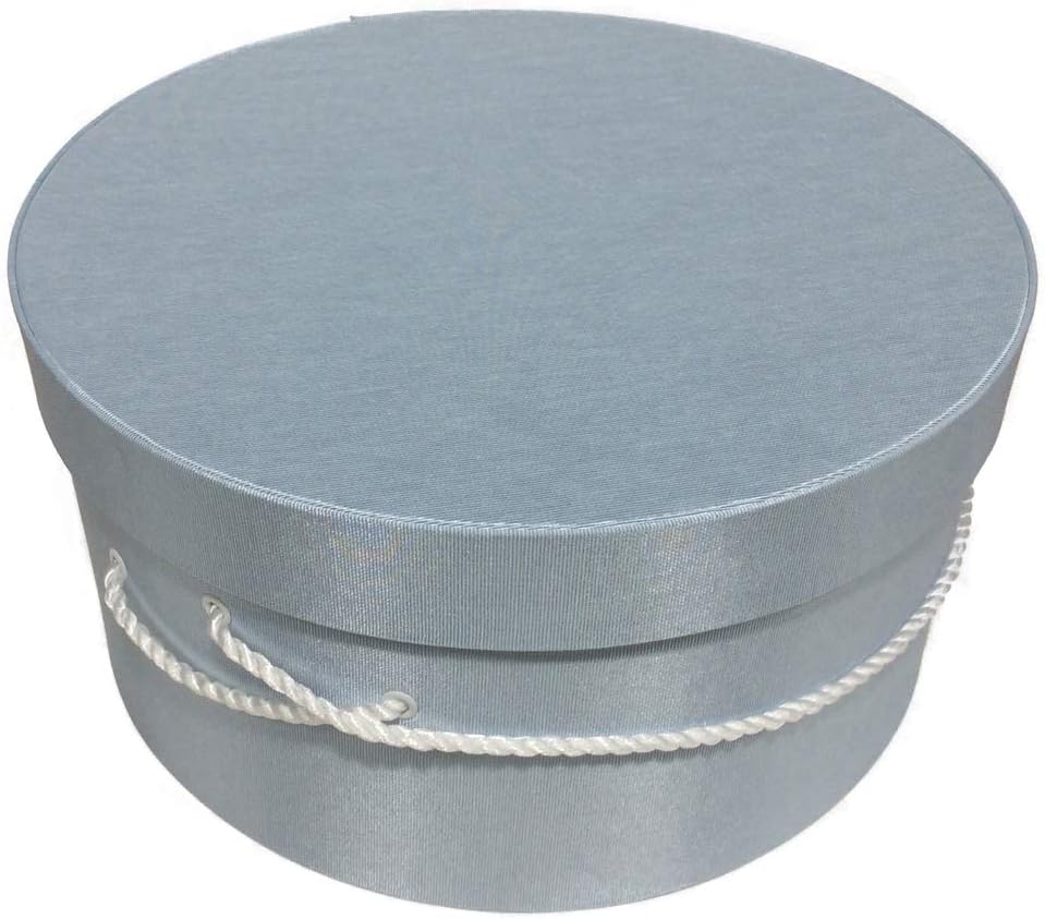 Sarah's Hat Boxes Classic Light Blue Hat Box – 8.75" x 4.5" (Dia. x Ht.) Handmade in USA – Odorless Non-Toxic Adhesive, Cording Handle – Premium Storage for Hats & Accessories