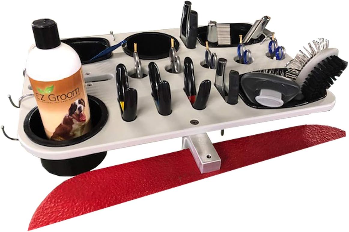 Resco Dog Grooming Table Tray with Tool Holder, 2 Cup Holder, Cell Phone Holder