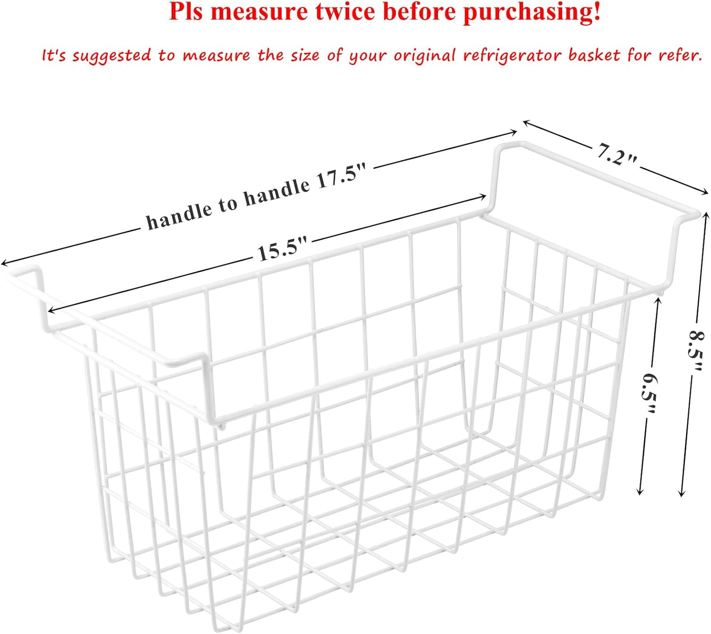Chest Freezer Baskets 17.5 Inch, Chest Freezer Organizer Bins Metal Wire Storage Baskets with Hanging Handles for Deep Freezer, Set of 2
