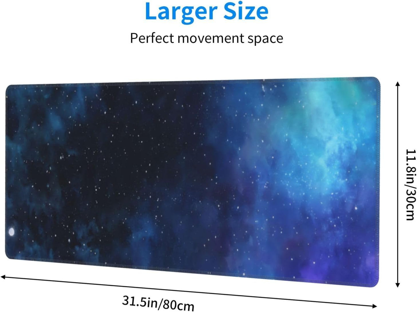 Gaming Mouse Pad, Large Non-Slip Rubber Base Mousepad, Keyboard Mouse Mat, Desk Pad with Stitched Edges, 31.5x11.8inch,Starry Sky