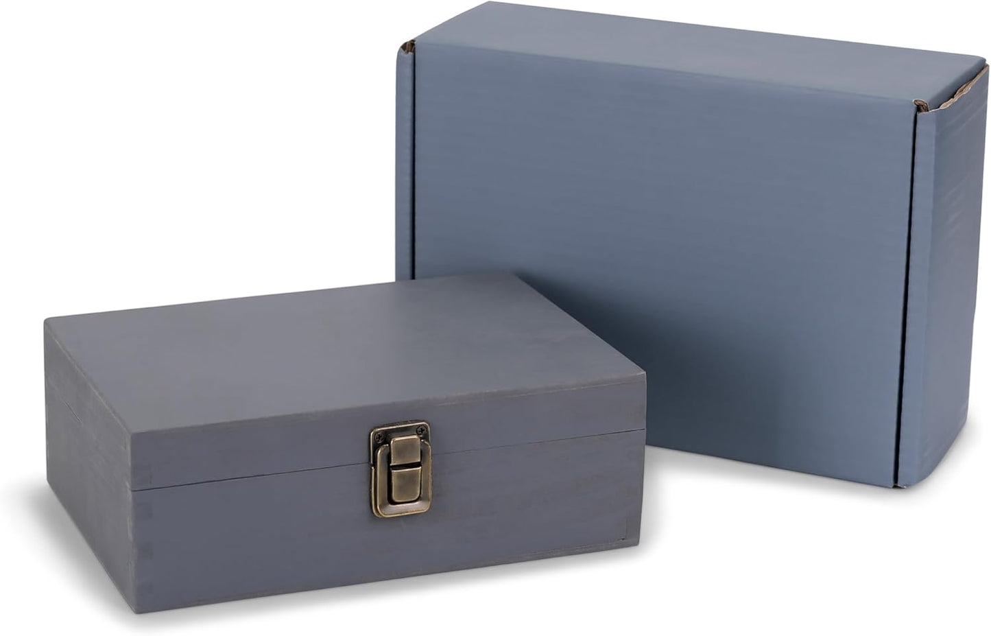 makerflo Large Grey Pine Wood Memory Box with Black Felt Inside, Hinged with Clasp, Keepsake Wooden Box Ideal for Craft and Personalization (Laser Engraving, Epoxy, UV DTF, and Vinyl) – Pack of 12