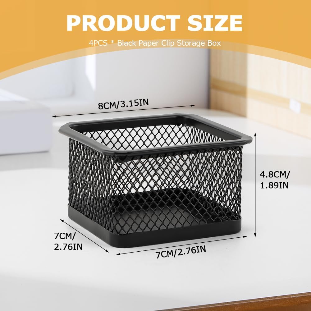 Paper Clip Holder for Desk, Paperclip Holders Mesh Paperclip Dispenser Organizer for Desk Binderclip Bobby Pin Holder Container for Home Office School(SIZE:4pcs)
