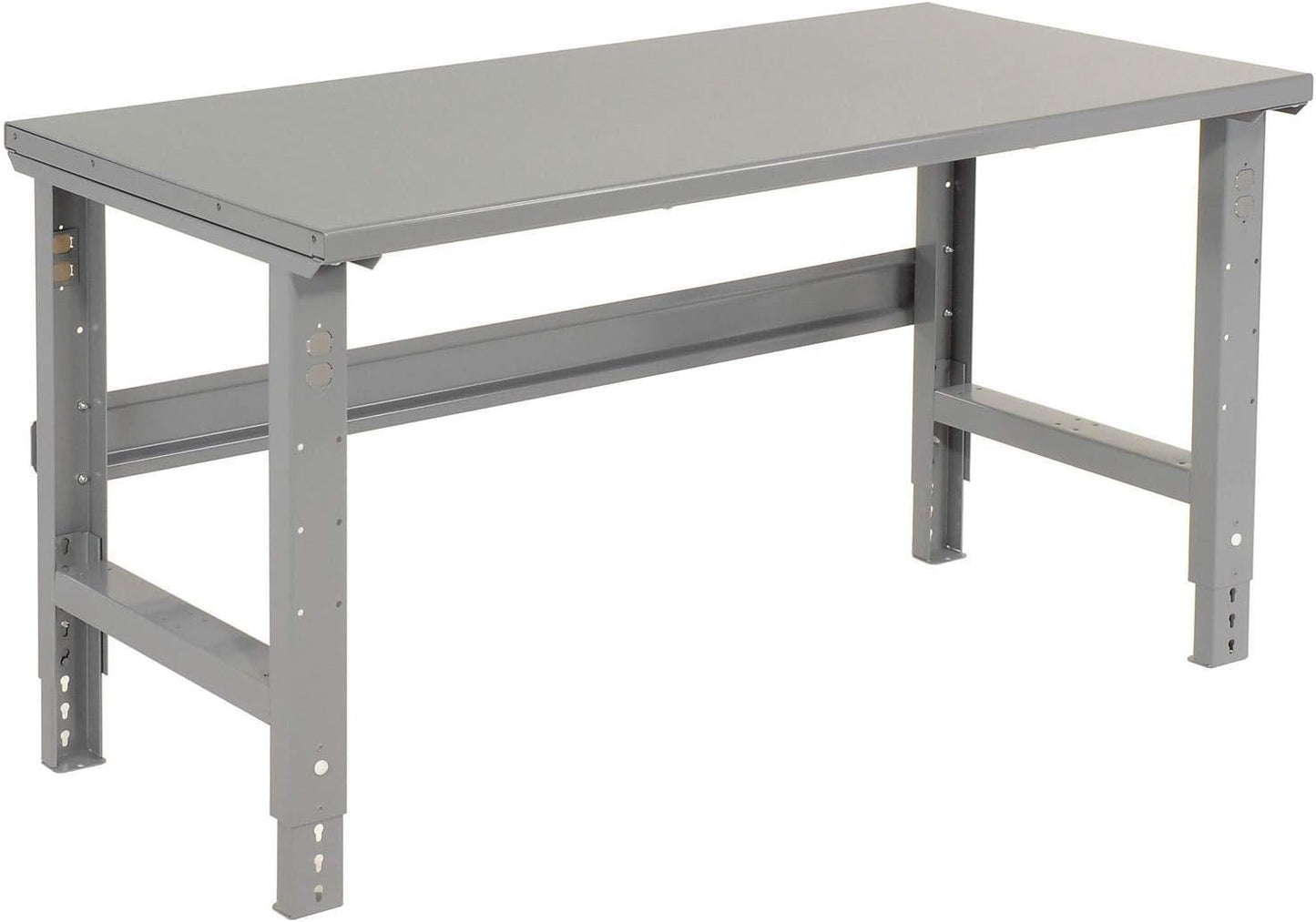 Global Industrial Adjustable Height Workbench C-Channel Leg, 48" W x 30" D, 1-3/4" Steel Top with Square Edge, 2000 Lbs. Capacity, Gray, Industrial Workbench