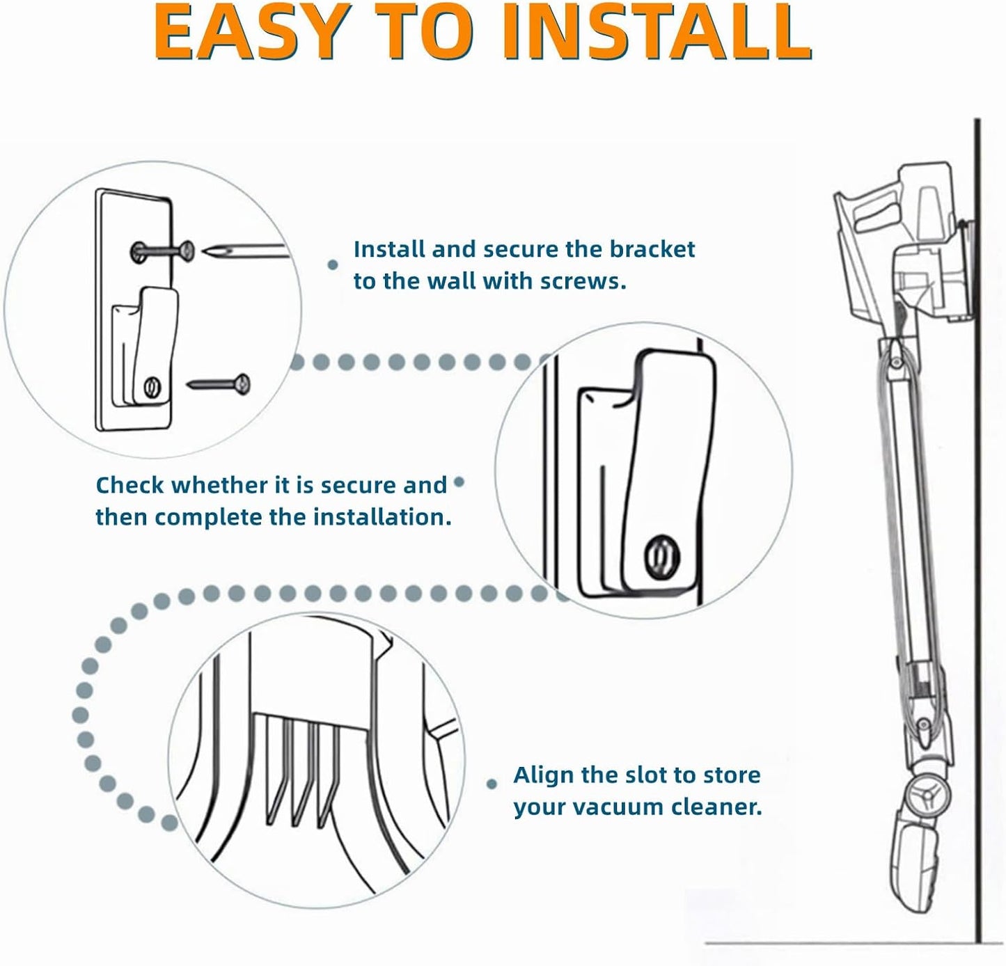 Wall Mount Holder for Shark Rocket HV300 HV301 HV302 HV303 HV320 HV322 HV324 HV325 HV380 HV380C Upright Vacuum, Replace Parts 390FFJH380 and 416FFJV300