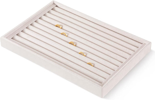Ring Tray, Velvet Jewelry Trays,Premium Ring Display Case,Luxury Stud Earring Organizer,White Jewelry Storage