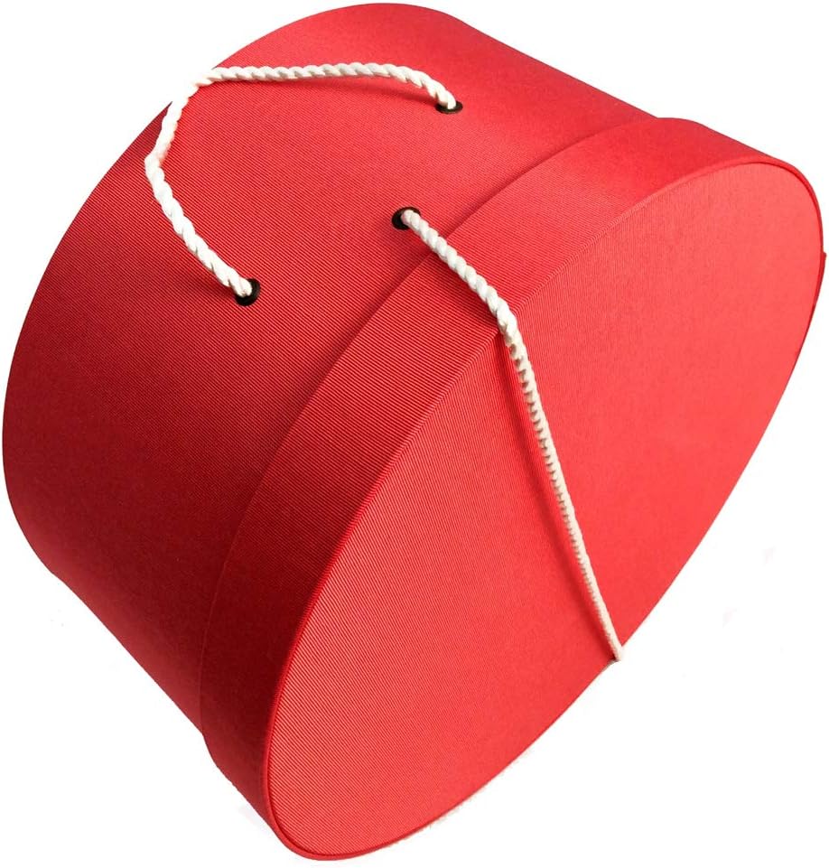 Sarah's Hat Boxes Classic Coral Hat Box – 12.75" x 6.5" (Dia. x Ht.) Handmade in USA – Odorless Non-Toxic Adhesive, Cording Handle – Premium Storage for Hats & Accessories
