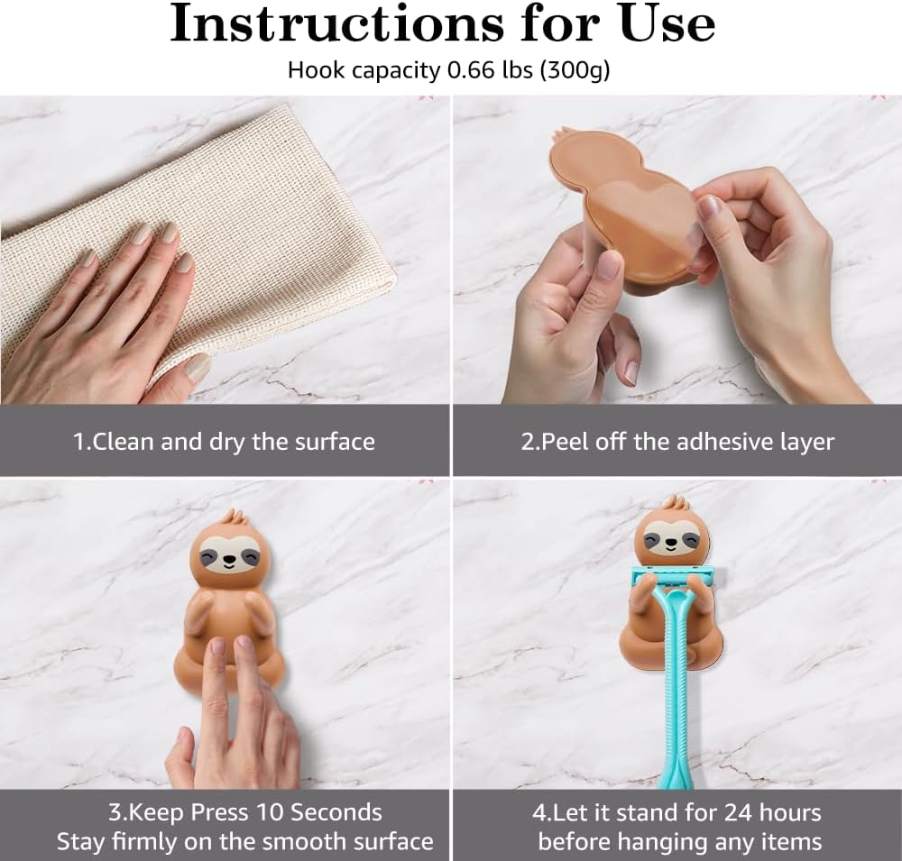 Cute Sloth Razor Holder Shower, Cute Gadgets Leg Razor Holder, Funny Bathroom Decor Accessories for Women Mom Sister Friend Wife Girlfriend, Women's Razor Hang in Shower, Sloth Gifts for Women