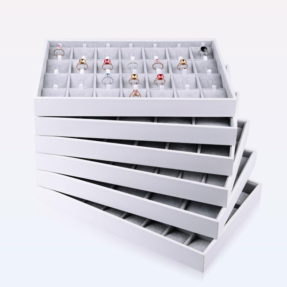 Oirlv Velvet Stackable Jewelry Tray 32 Grids Earrings Organizer Display Showcase Jewelry Storage trays