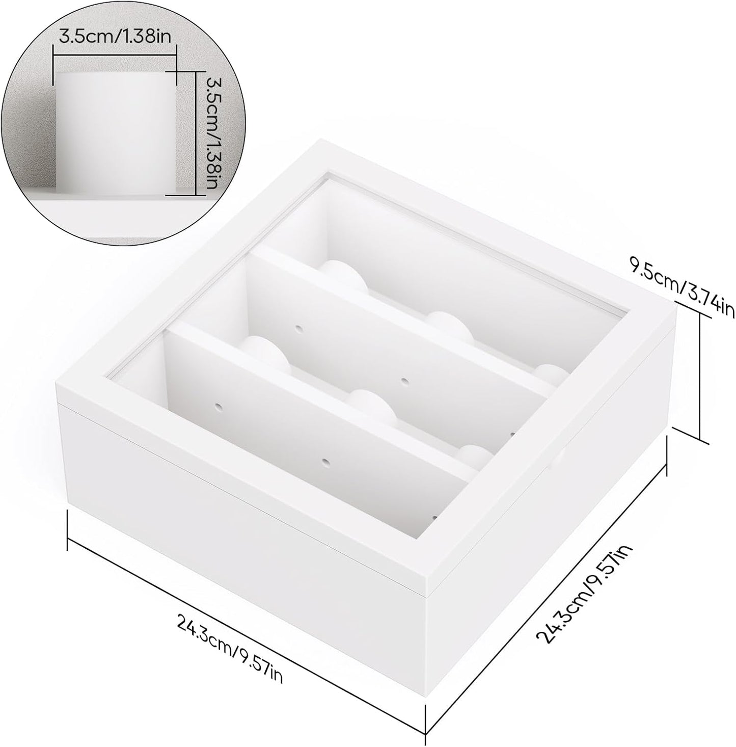 TJ.MOREE 9-Slot Watch Display Case, Wall Mount Wooden Watch Box, Vertical Storage Men’s Watch Box-White