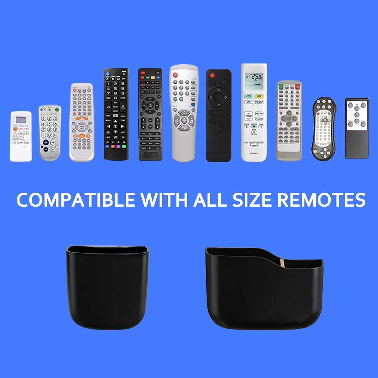 Remote Holder Wall Mount TV FAN Remote Control Holder Bedside Caddy Wall Organizer Phone Holder for Office Adhesive Media Player Controller Holder Box Tray Home Desk Nightstand Black 1 Big 2 Small