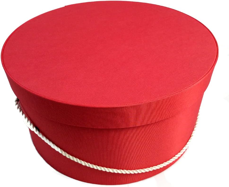 Sarah's Hat Boxes Classic Coral Hat Box – 16.75" x 8.5" (Dia. x Ht.) Handmade in USA – Odorless Non-Toxic Adhesive, Cording Handle – Premium Storage for Hats & Accessories