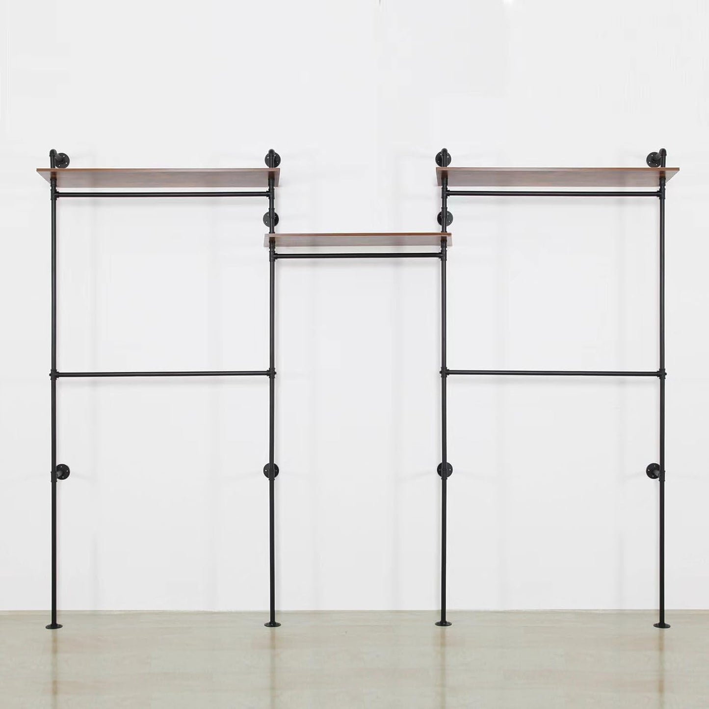 Industrial Iron Pipe Clothing Rack, 40inch Black Vintage Retro Shelving Wall Mounted DIY Garment Rack Rustic Farmhouse Kitchen Storage