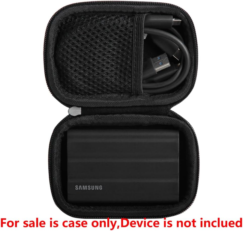 Hermitshell Hard Travel Case for Samsung T7 Shield 2TB / 1TB / 4TB, Portable SSD, USB 3.2 Gen2 External Solid State Drive (Black, Case for 1 Hard Drives)