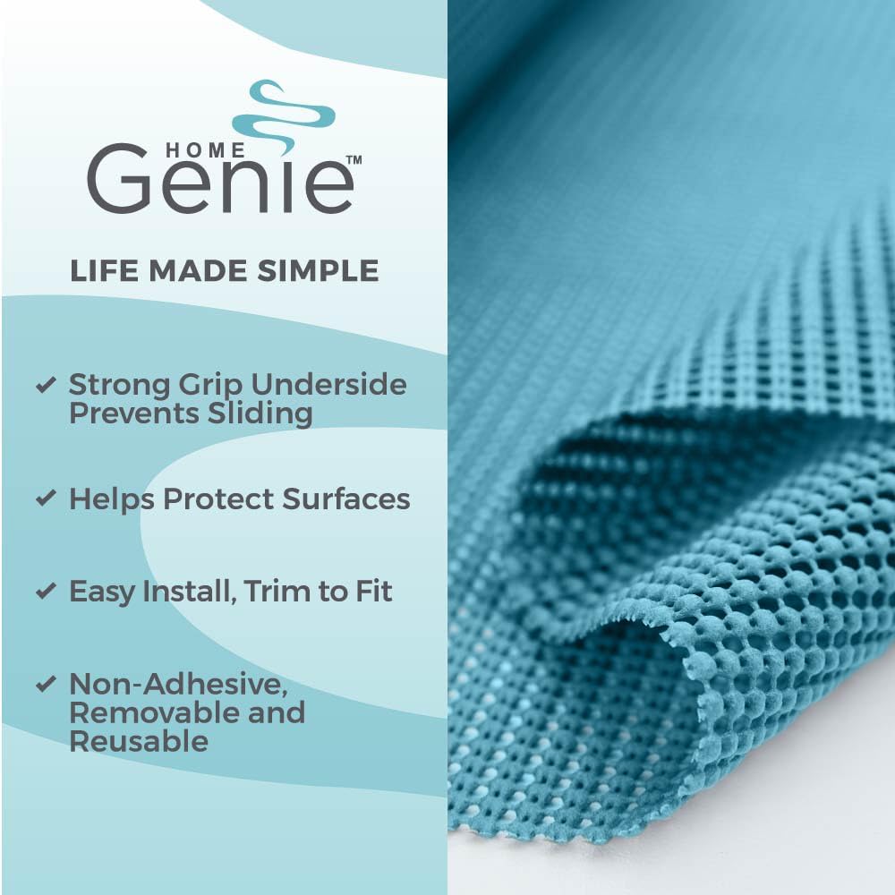 HOME GENIE Shelf Drawer and Cabinet Liner, Durable with Strong Grip, 17.5 in x 20 FT, Non Adhesive Liners Protect Kitchen Cabinets and Cupboard, Pantry, Bathroom Drawers and Shelves, Desks, Teal