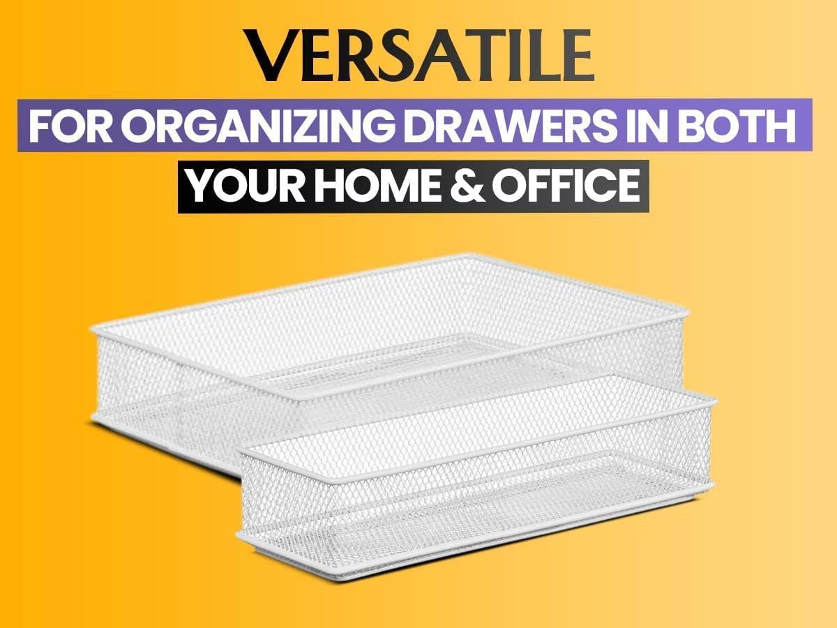 YBM HOME Silver Mesh Drawer Cabinet and or Shelf Organizer Bins, School Supply Holder Office Desktop Organizer Basket (12, 3x9x2 Inch)