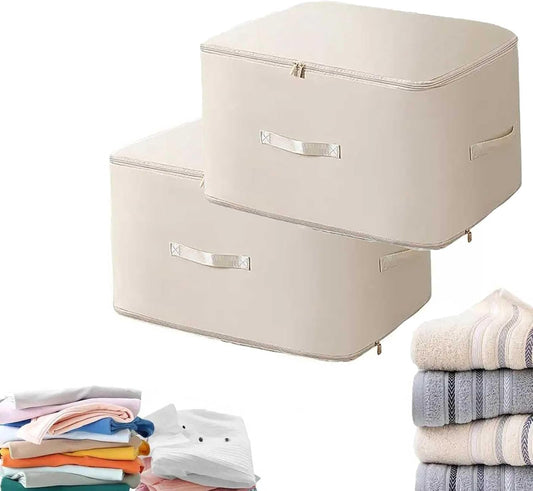2PCS Ultra Space Saving Self Compression Organizer,Dustproof And Moisture-Proof Compression Storage Bag For King/Queen Comforters, Pillows, Bedding/Quilt, Blanket, Duvet (White, Large)