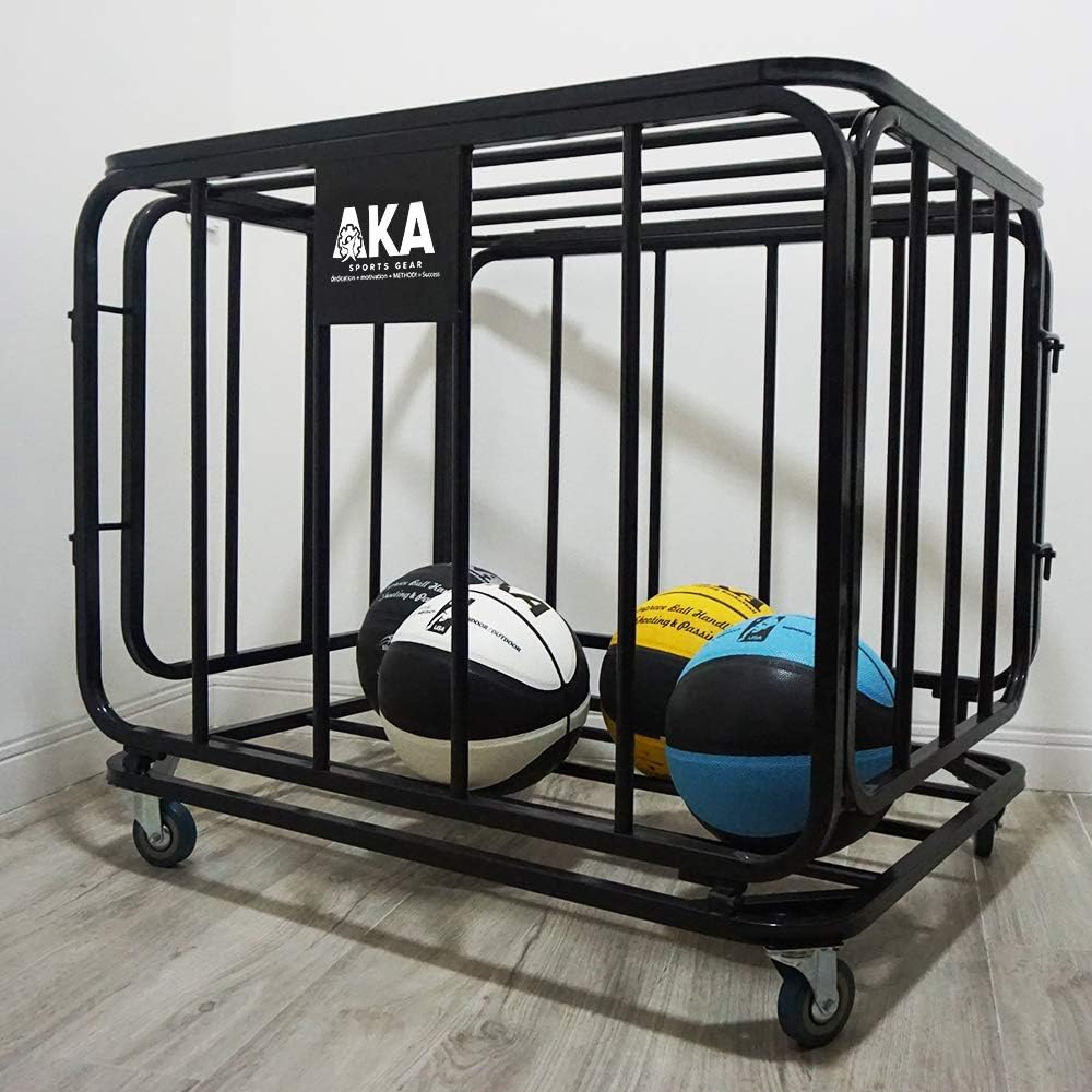 AKA Sports Ball Equpment Cart | Ball Storage for Soccer, Volleyball, Football | Ball Organizer | Ball Rack with Wheels