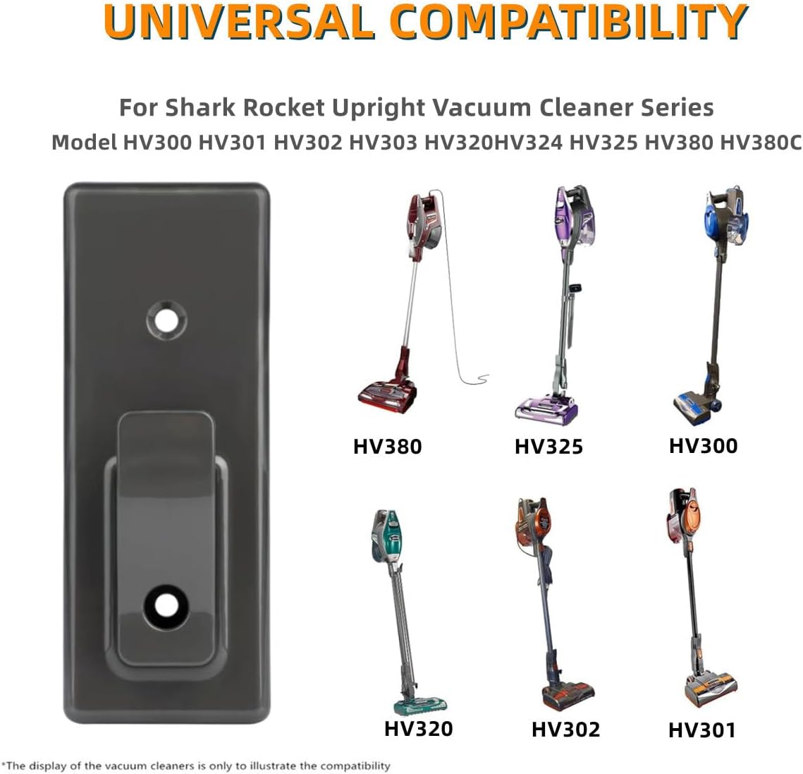 Wall Mount Holder for Shark Rocket HV300 HV301 HV302 HV303 HV320 HV322 HV324 HV325 HV380 HV380C Upright Vacuum, Replace Parts 390FFJH380 and 416FFJV300