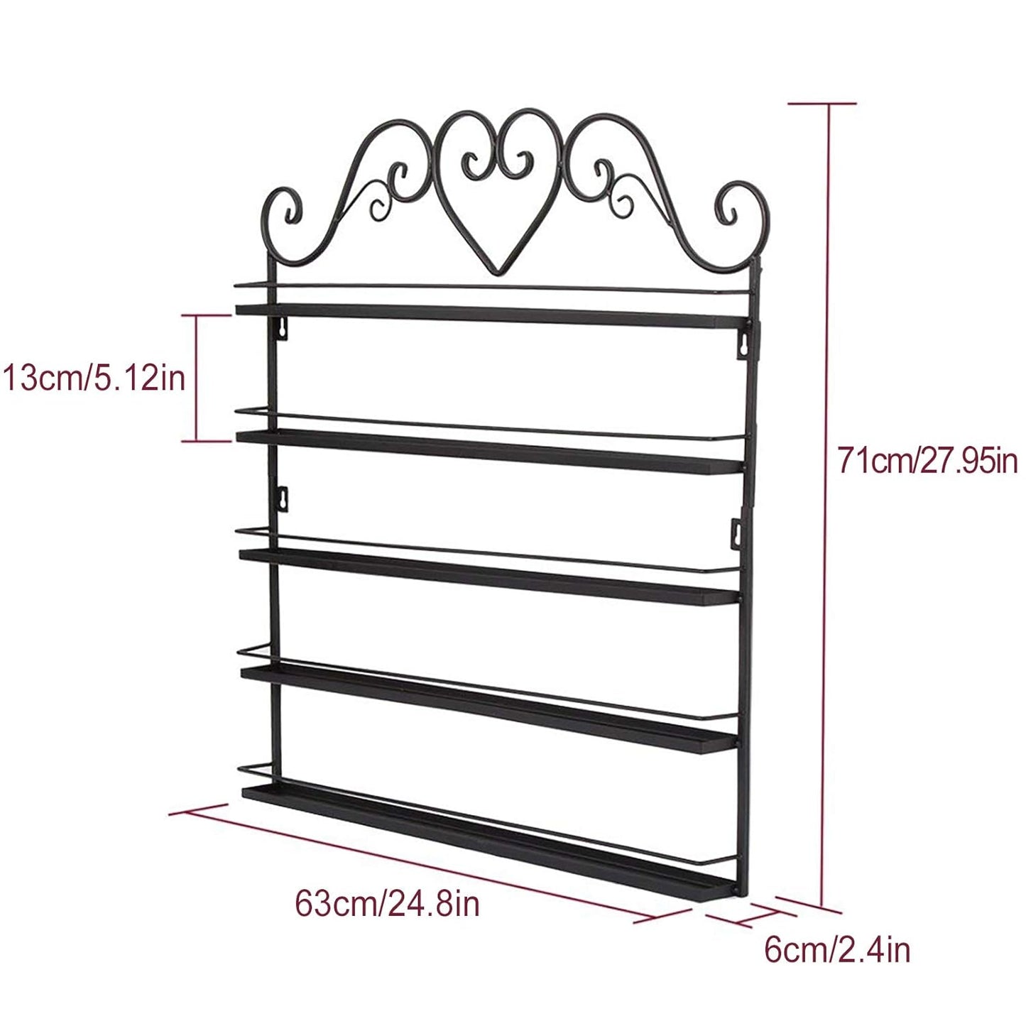 Dazone DIY Mounted 5 Shelf Nail Polish Wall Rack Organizer Holds 100 Bottles Nail Polish or Essential Oils (Black)