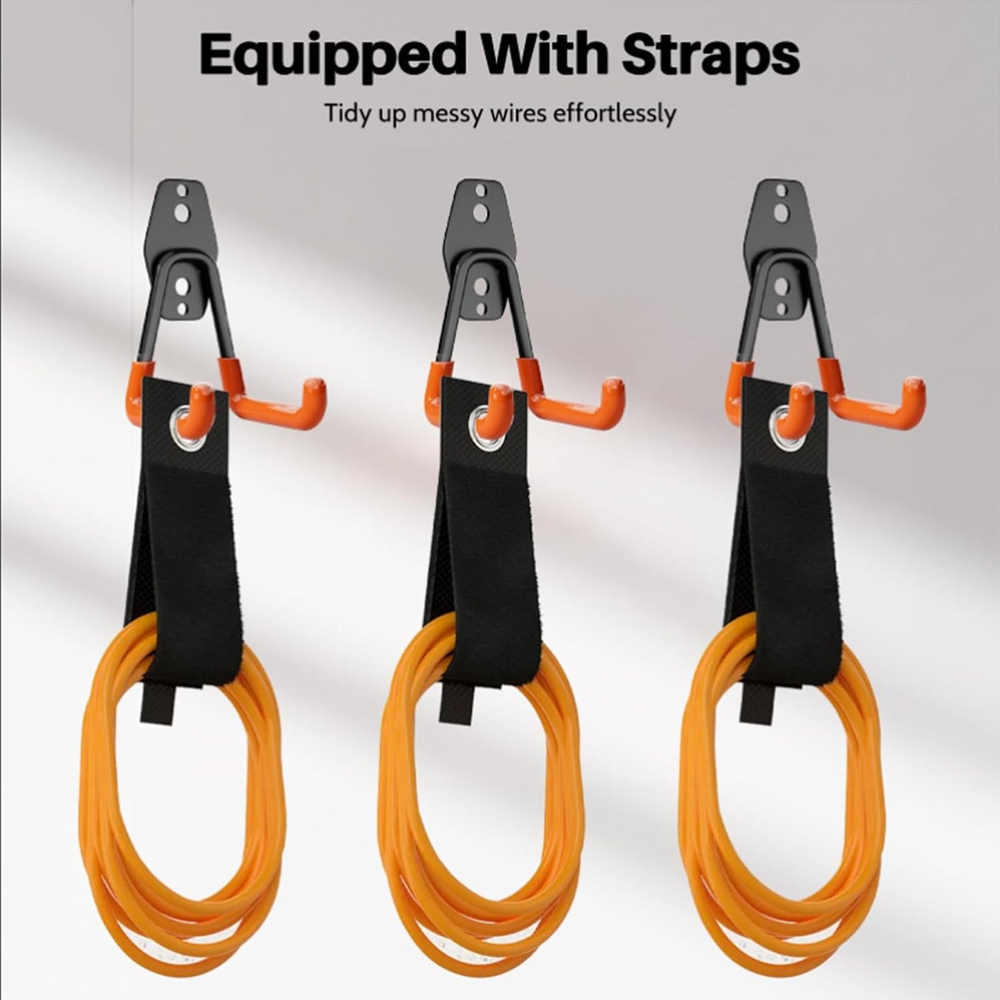 Garage Hooks Heavy Duty 6 Pack Utility Wall Mount Storage Hangers with Extension Cord Holder Organizer for Power Tool Garden Tool Ladder Hose and More