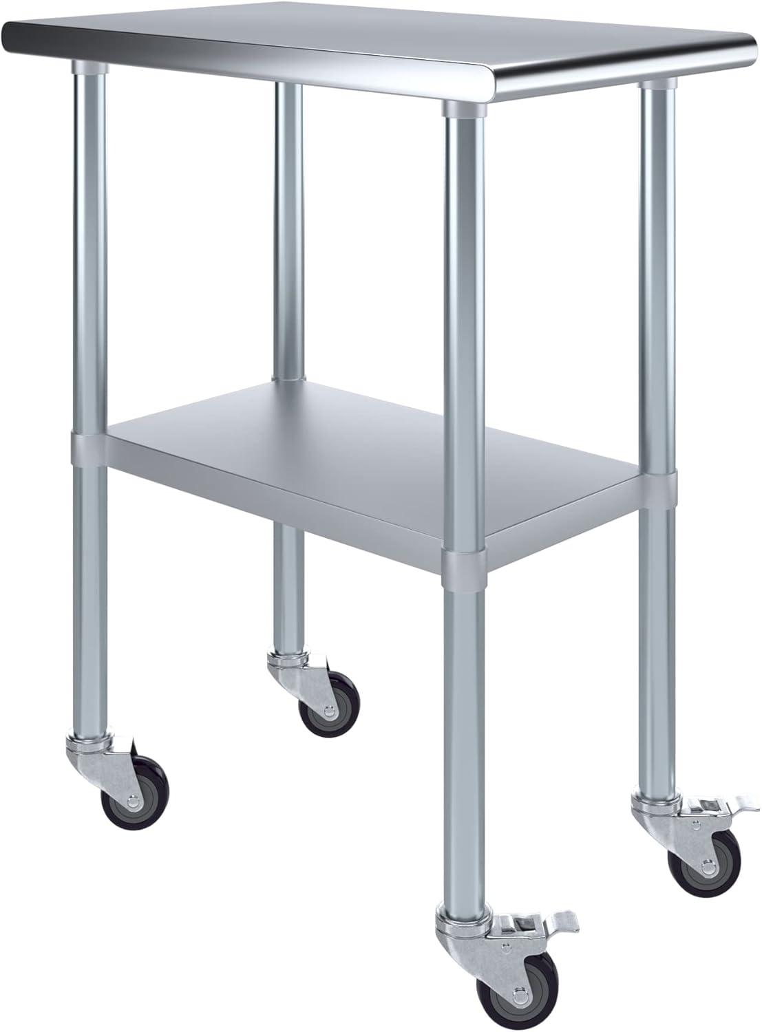 AmGood 18" Long x 30" Deep Stainless Steel Table with Casters