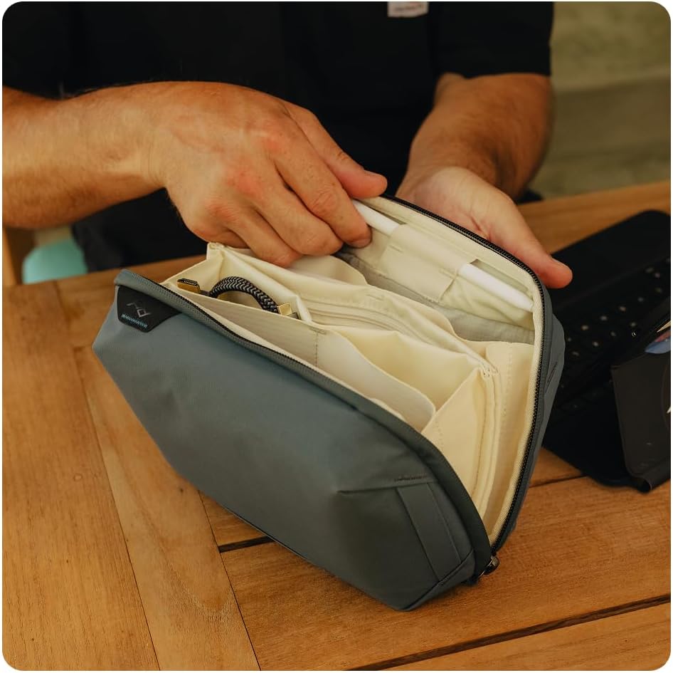 Peak Design Tech Pouch, Ocean, Electronics Organizer for Travel or Everyday Carry, Origami-Style Storage, Cable Pass-Through, Weatherproof Recycled Nylon, Gear Carry Bag for Men and Women