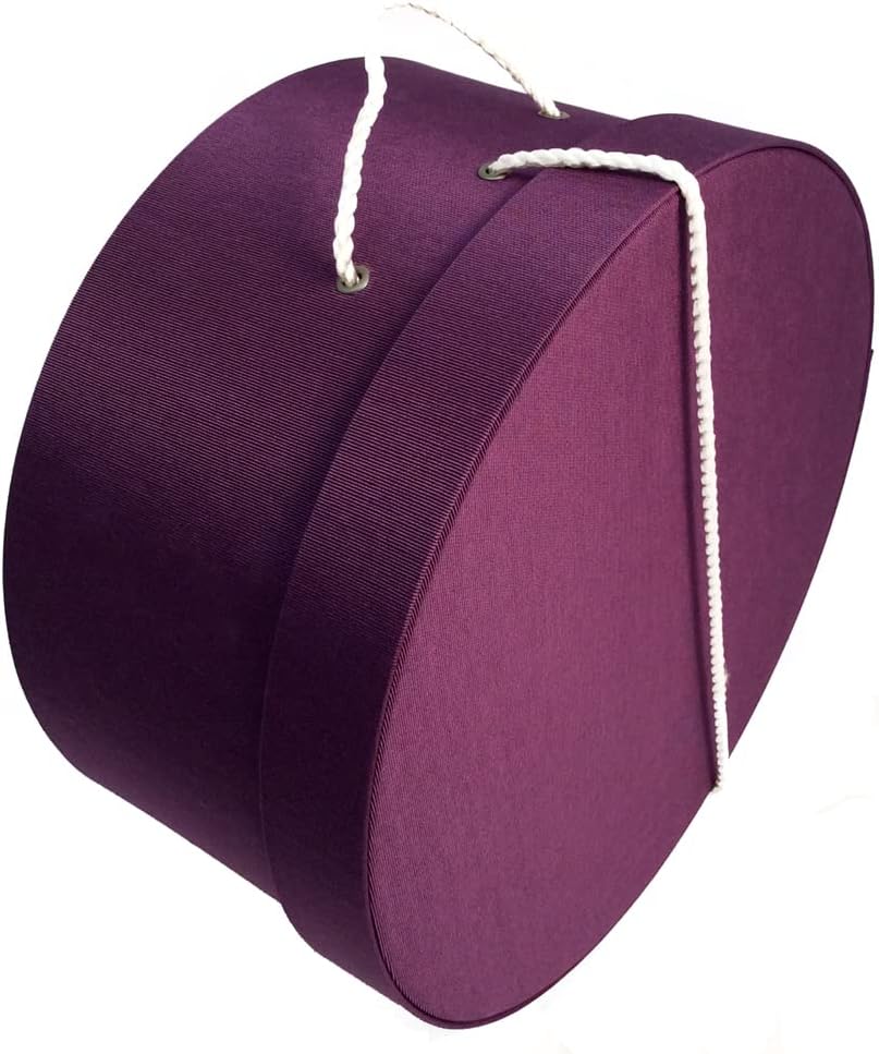 Sarah's Hat Boxes Classic Amethyst Hat Box – 21.5" x 11.5" (Dia. x Ht.) Handmade in USA – Odorless Non-Toxic Adhesive, Cording Handle – Premium Storage for Hats & Accessories