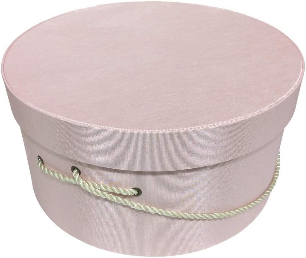 Sarah's Hat Boxes Classic Pink Hat Box – 11" x 5.5" (Dia. x Ht.) Handmade in USA – Odorless Non-Toxic Adhesive, Cording Handle – Premium Storage for Hats & Accessories