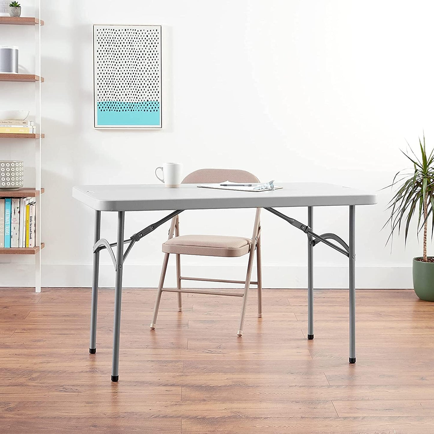 Office Star Resin Multipurpose Rectangle Folding Table for Indoor or Outdoor Use, 4 Feet x 2 Feet