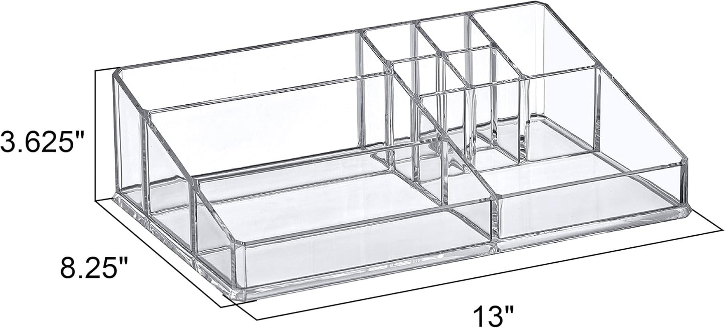 Amazing Abby - Tiffany - Acrylic Cosmetic Organizer, Transparent Plastic Makeup Holder, Compartmented, Shatter-Proof, Perfect Bathroom Vanity Storage Solution for Beauty Supply, Large